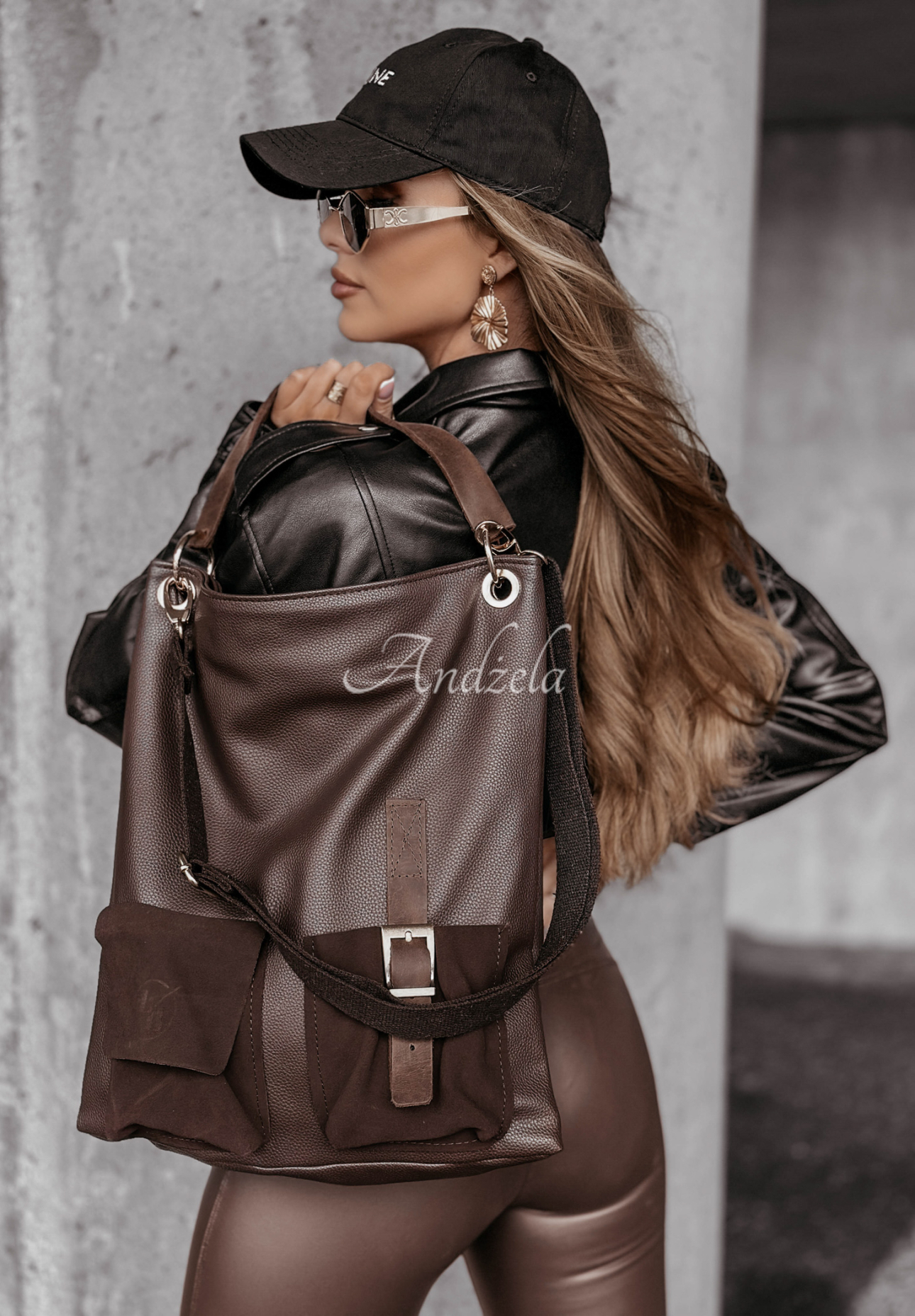 Tasche aus Lederimitat Samuella Schokoladenbraun