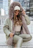 Jacke parka z futerkiem Avenue Khaki