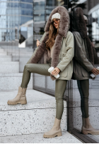 Jacke parka z futerkiem Avenue Khaki