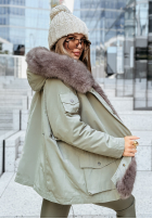 Jacke parka z futerkiem Avenue Khaki