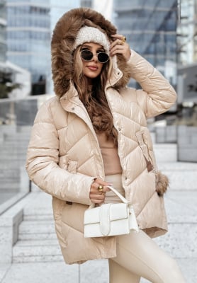 Gesteppte Jacke mit Pelz Admiration In Winter Beige