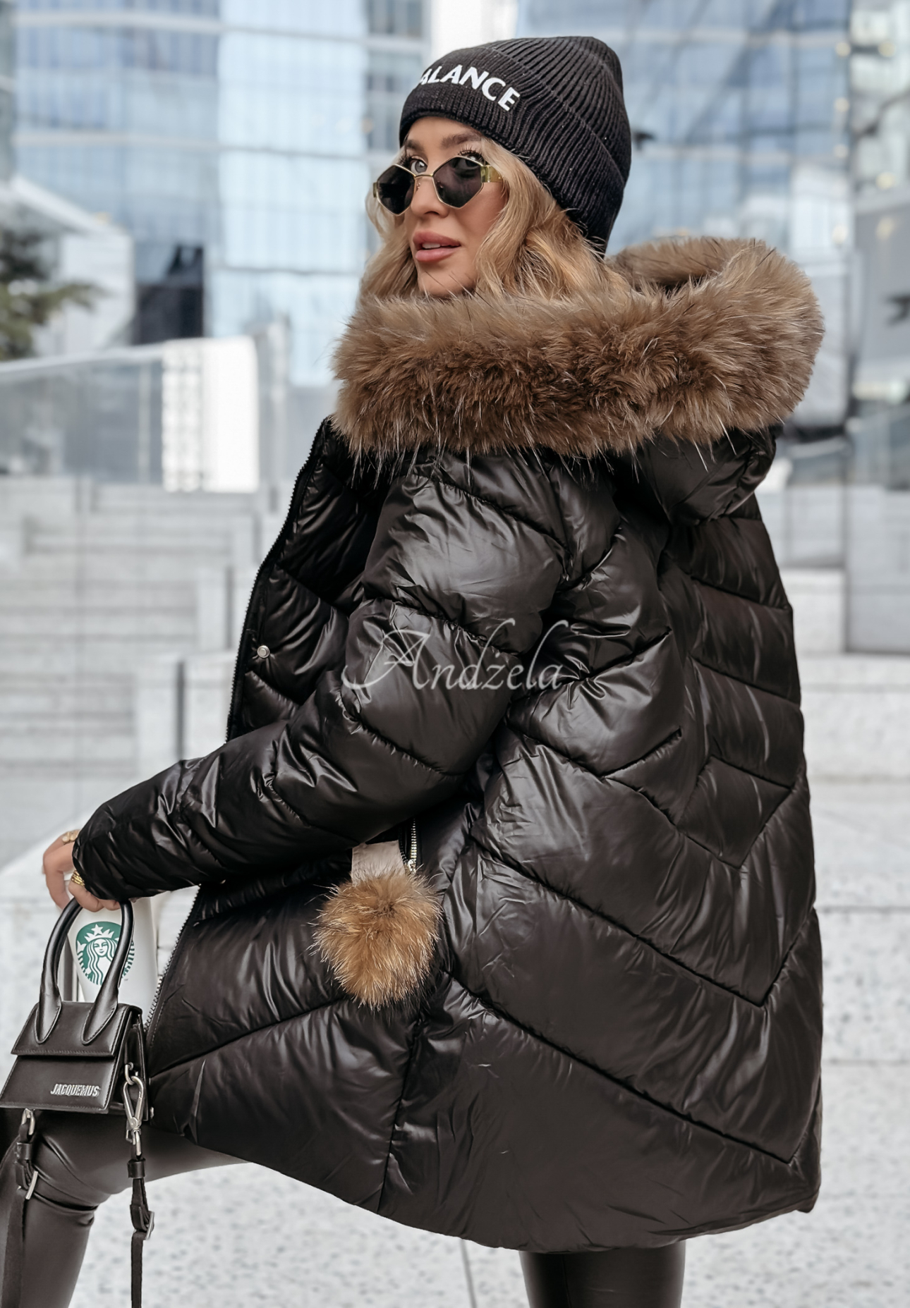 Gesteppte Jacke mit Pelz Admiration In Winter Schwarz