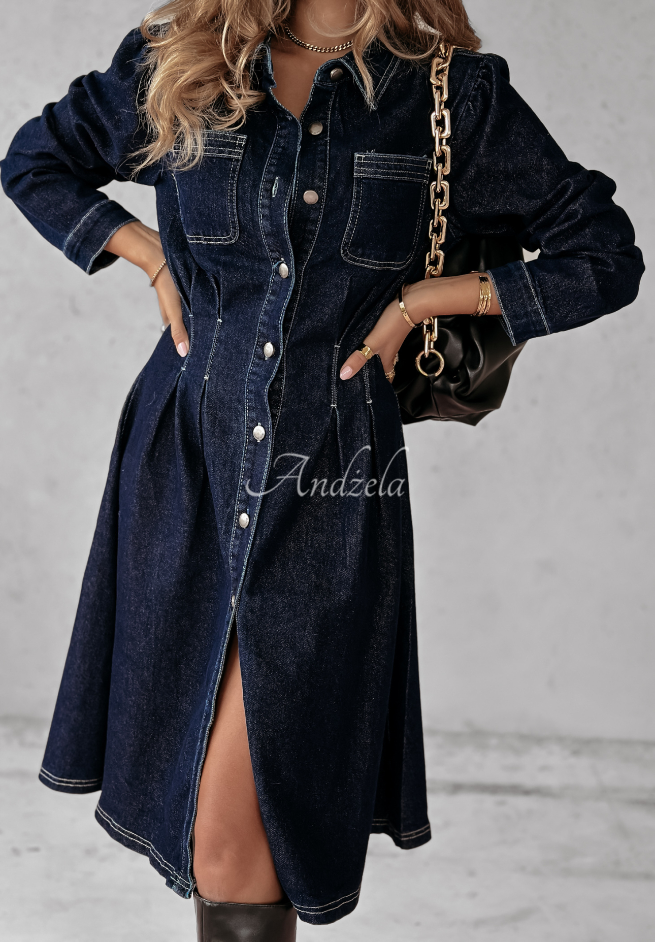 Denim-Kleid Mayra dunkelblau