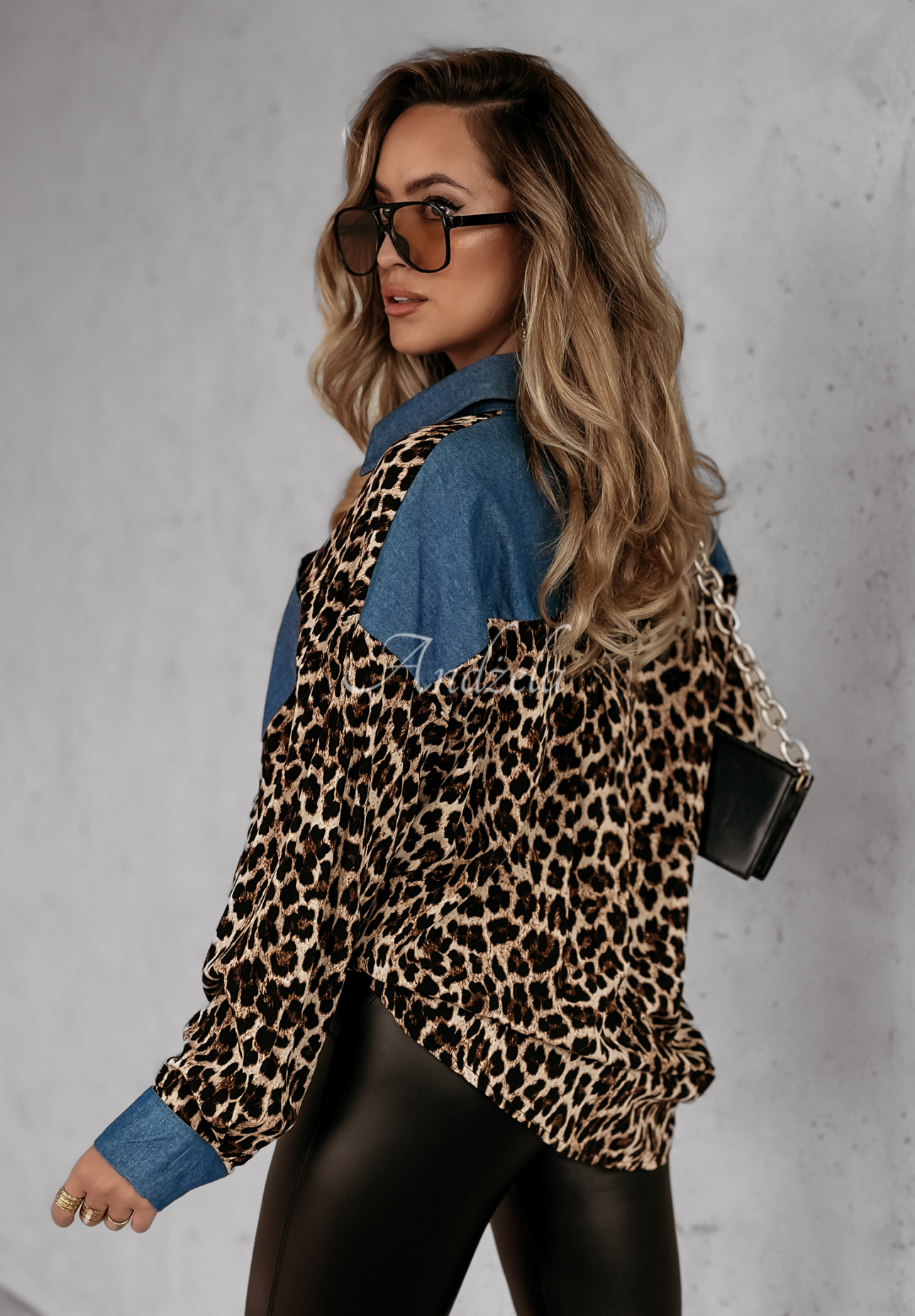 Hemd Wild Denim mit Leopardenmuster