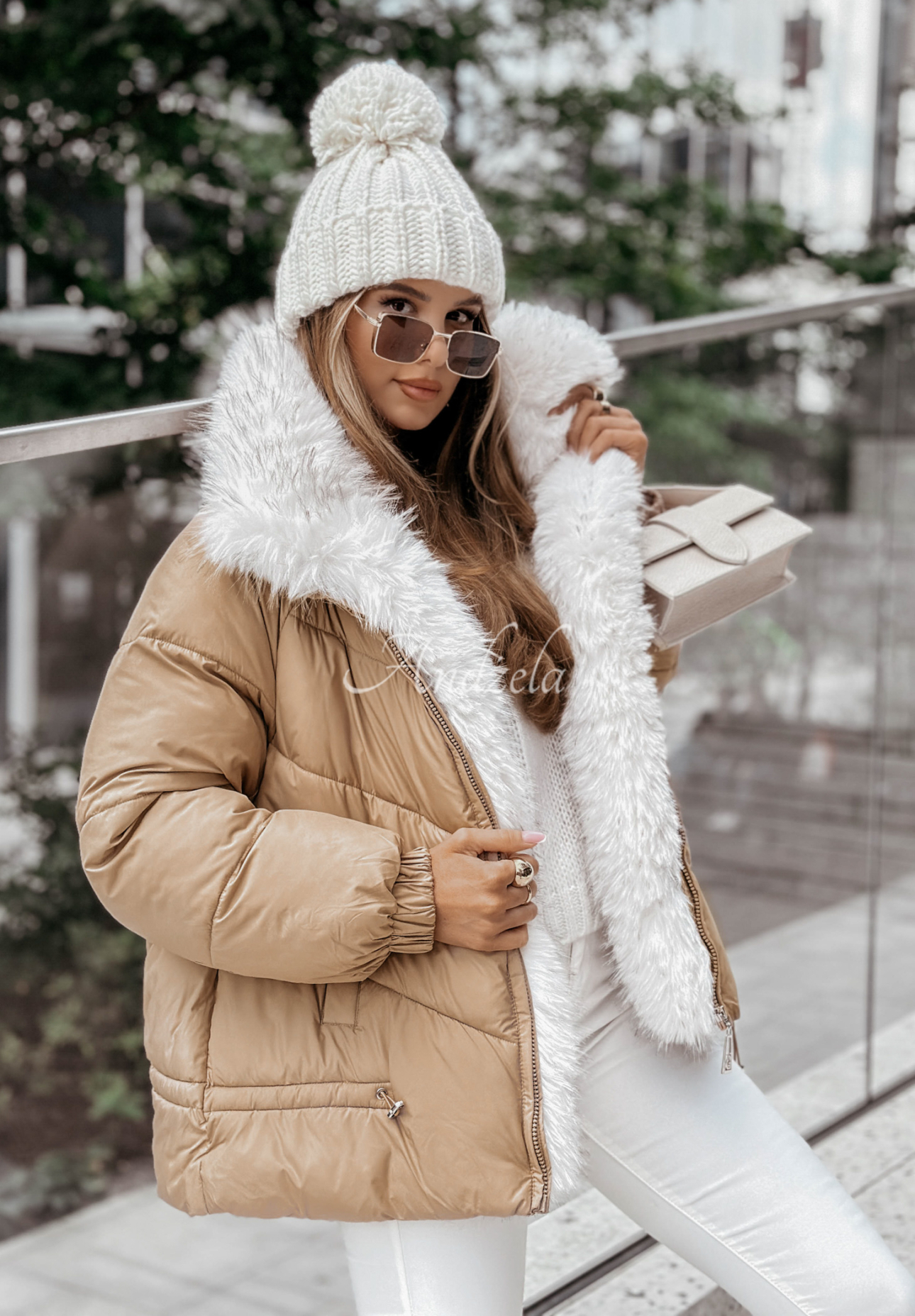 Steppjacke mit Fell Final Season Camel