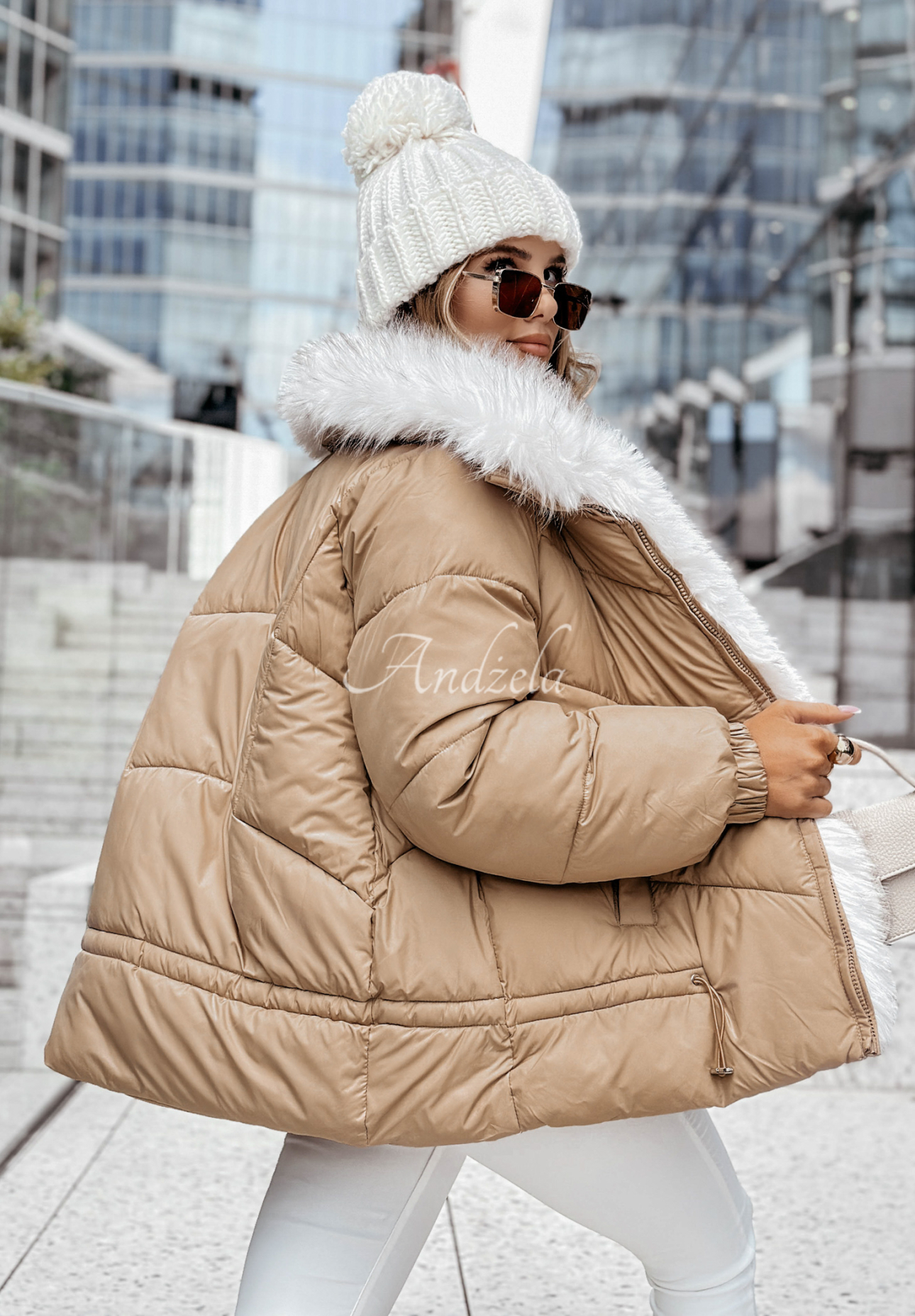 Steppjacke mit Fell Final Season Camel