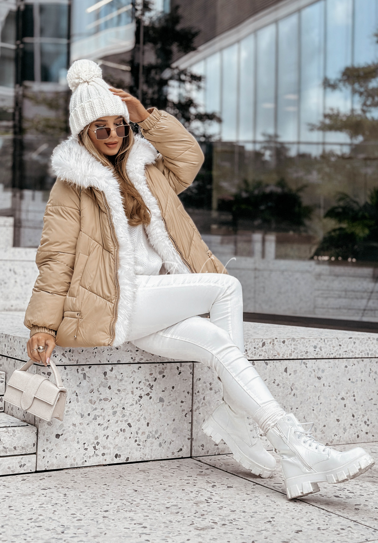 Steppjacke mit Fell Final Season Camel