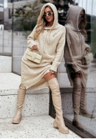 Dzianinowa Kleid z kapturem Just Grateful Beige