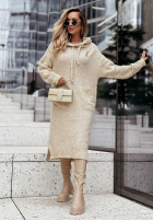 Dzianinowa Kleid z kapturem Just Grateful Beige