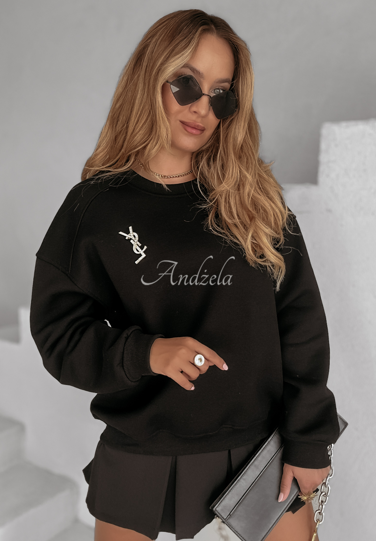 Oversize Sweatshirt Be Better Schwarz