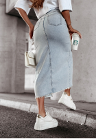 Jeans Rock midi z rozcięciem Never Be Afraid Hellblau