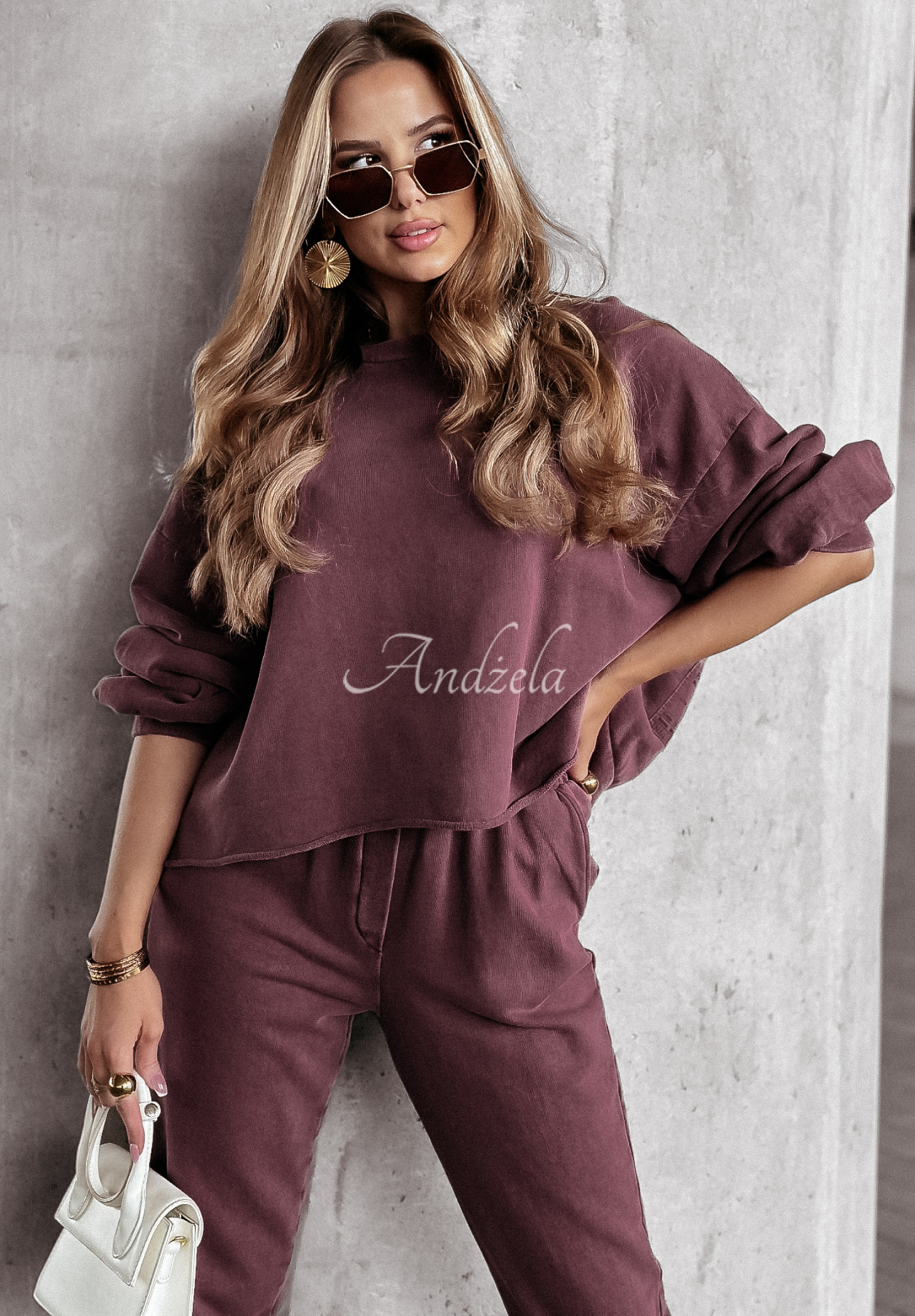 Oversize Sweatshirt Everyday Style Burgunderrot