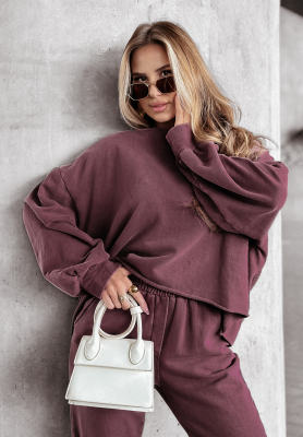 Oversize Sweatshirt Everyday Style Burgunderrot