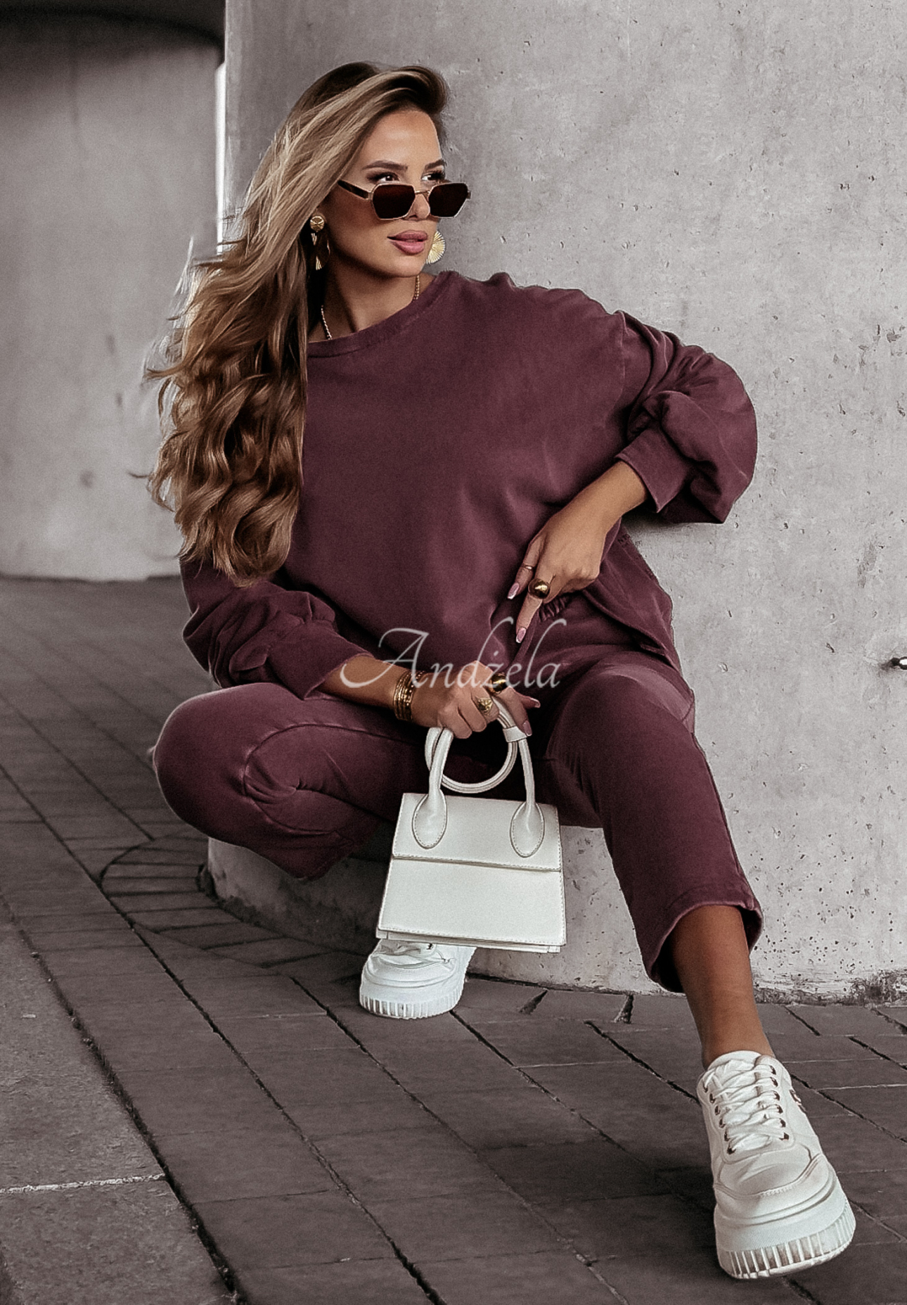 Oversize Sweatshirt Everyday Style Burgunderrot