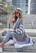 Długi Cardigan w paski November Phase Grau