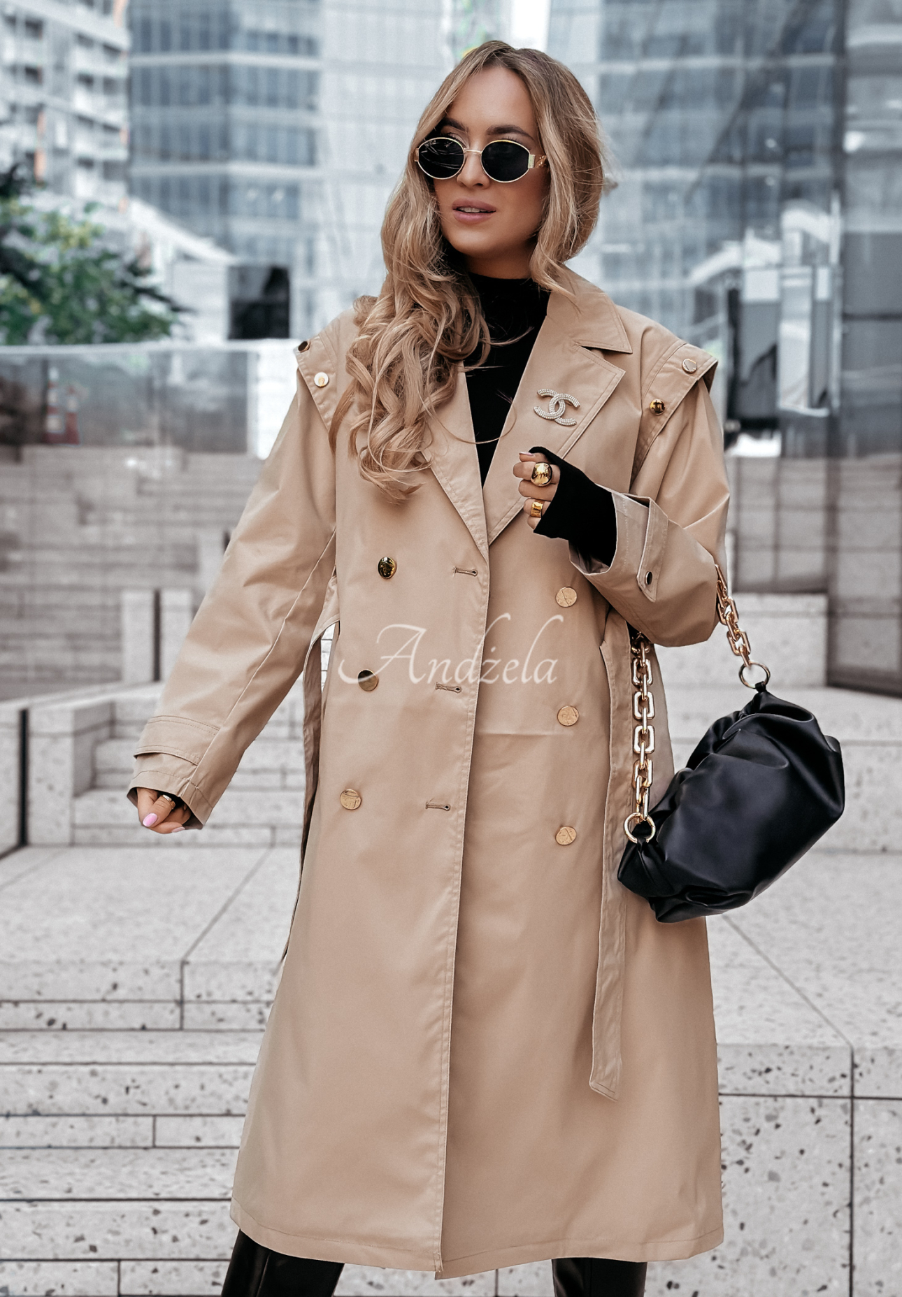 Trenchcoat mit Gürtel Shades Of Gold Beige