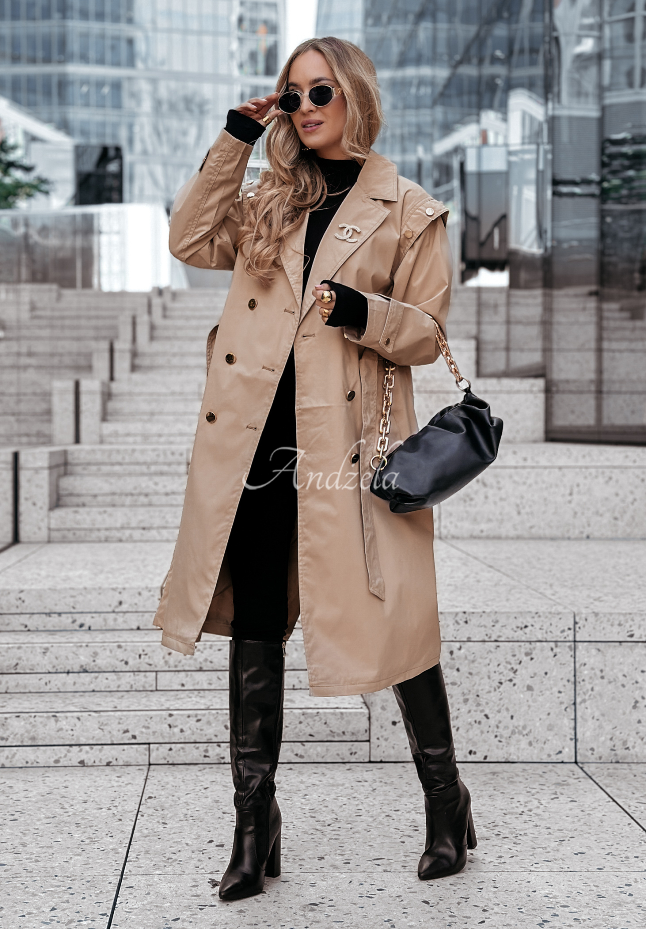 Trenchcoat mit Gürtel Shades Of Gold Beige