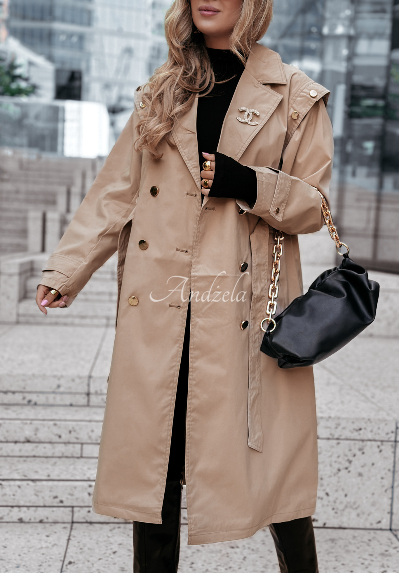 Trenchcoat mit Gürtel Shades Of Gold Beige