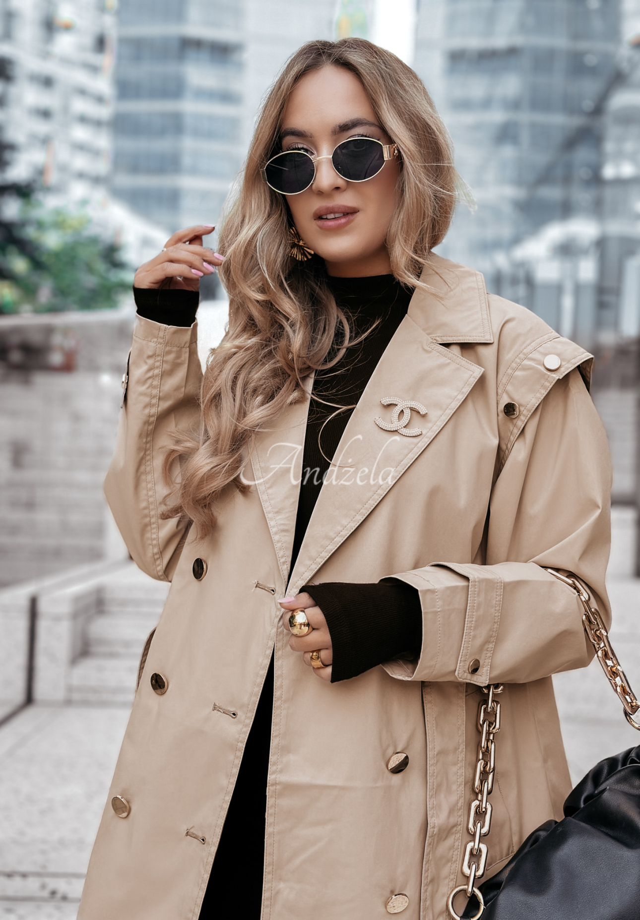 Trenchcoat mit Gürtel Shades Of Gold Beige