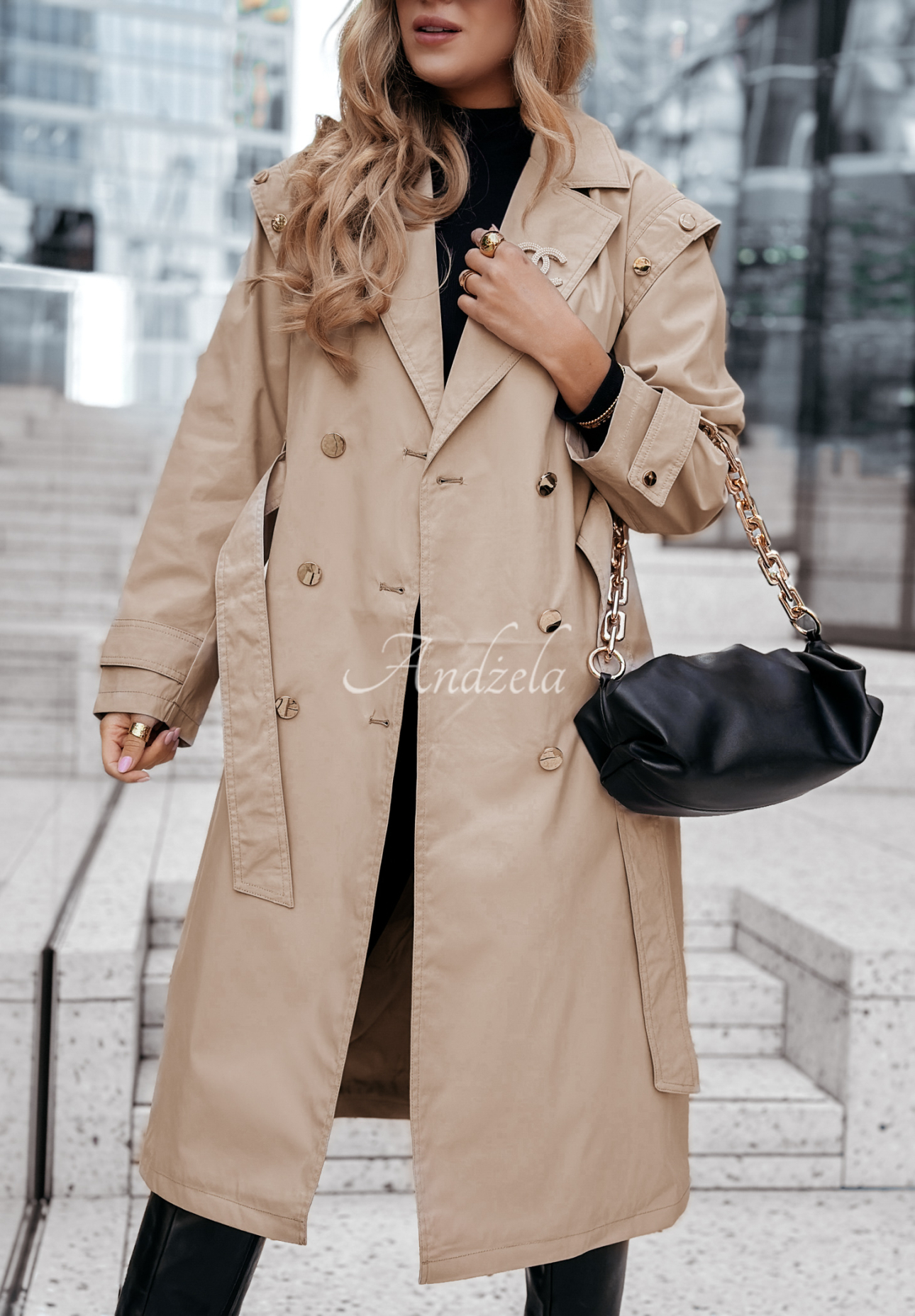 Trenchcoat mit Gürtel Shades Of Gold Beige