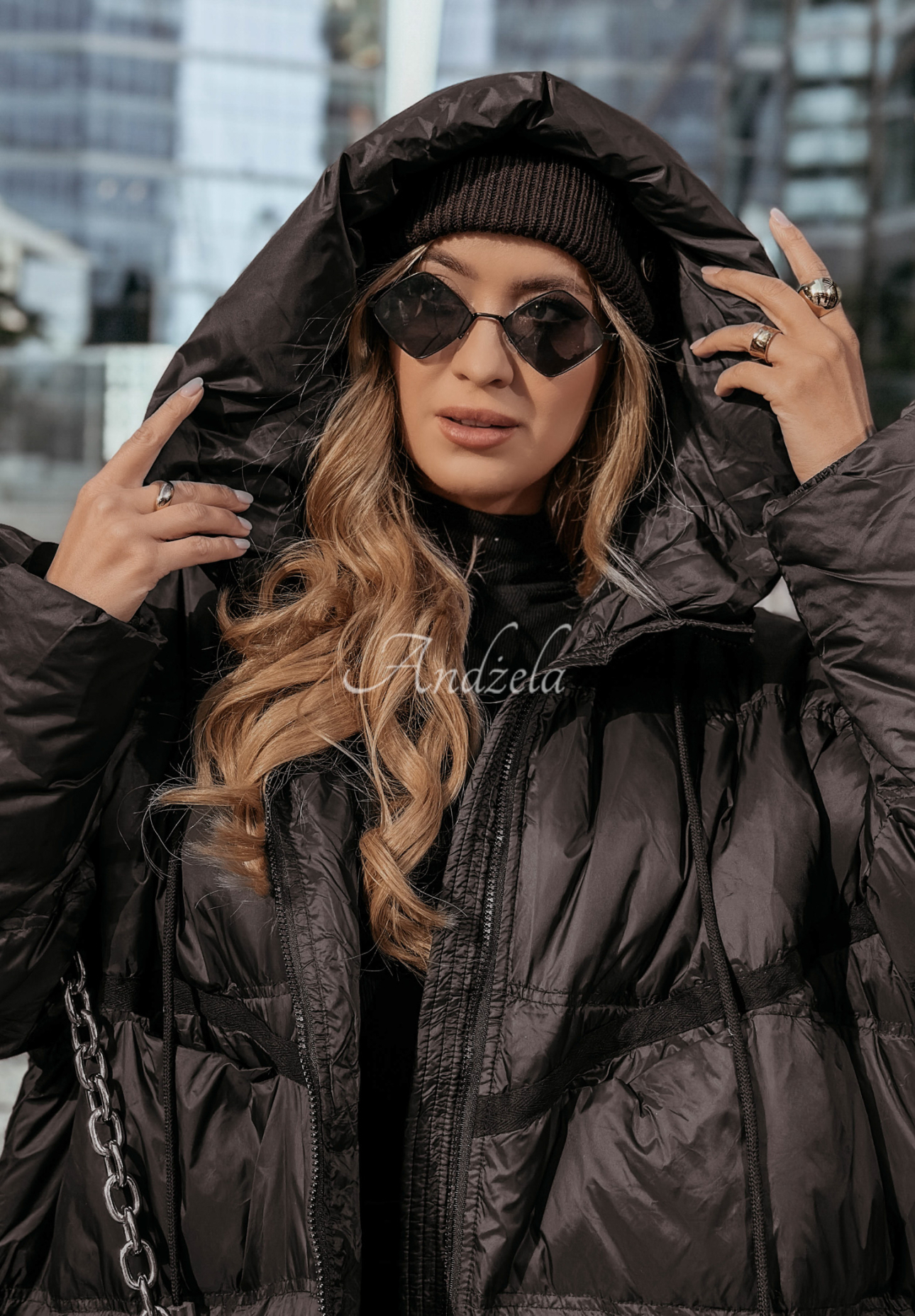 Lange Daunenjacke mit Kapuze Coldest Of Times Schwarz