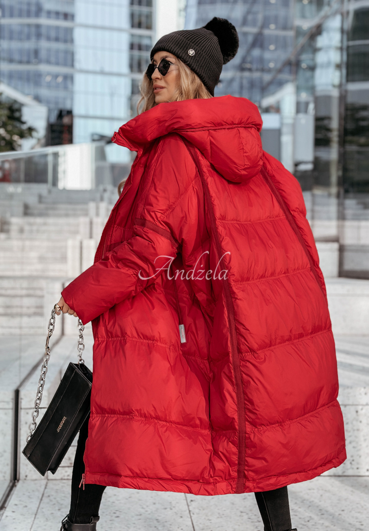 Lange Daunenjacke mit Kapuze Coldest Of Times Rot