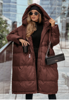 Puchowa Jacke z kapturem Frostbite Chic Schokoladenbraun