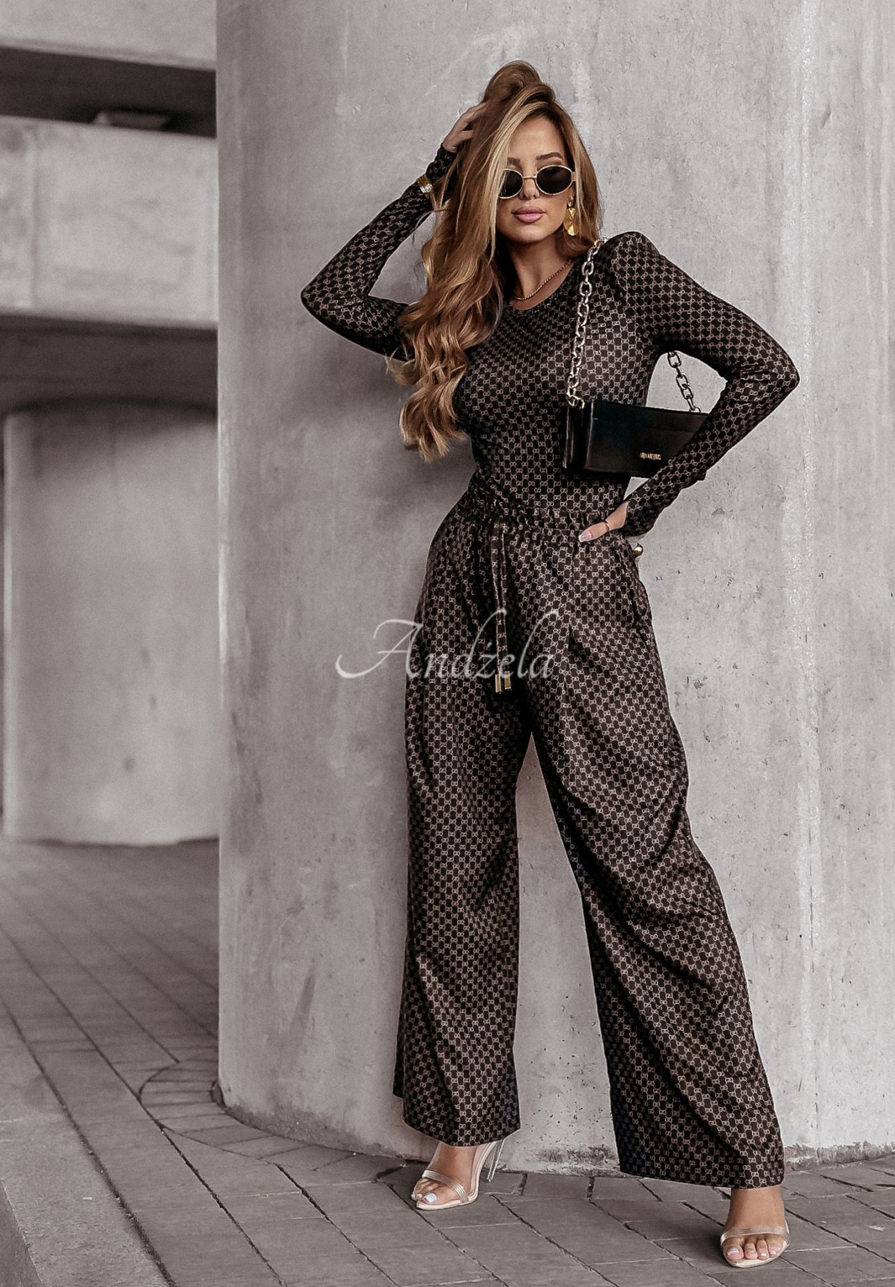 Gemusterte Hose Elegant Excellence Schwarz