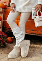 Dzianinowe ocieplacze na nogi Crisp Winter in ecru