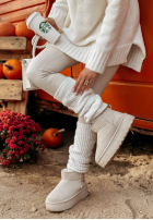 Dzianinowe ocieplacze na nogi Crisp Winter in ecru