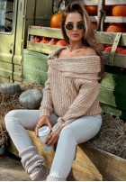 Pullover z odkrytymi ramionami Get Up Early Beige