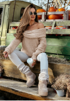 Pullover z odkrytymi ramionami Get Up Early Beige