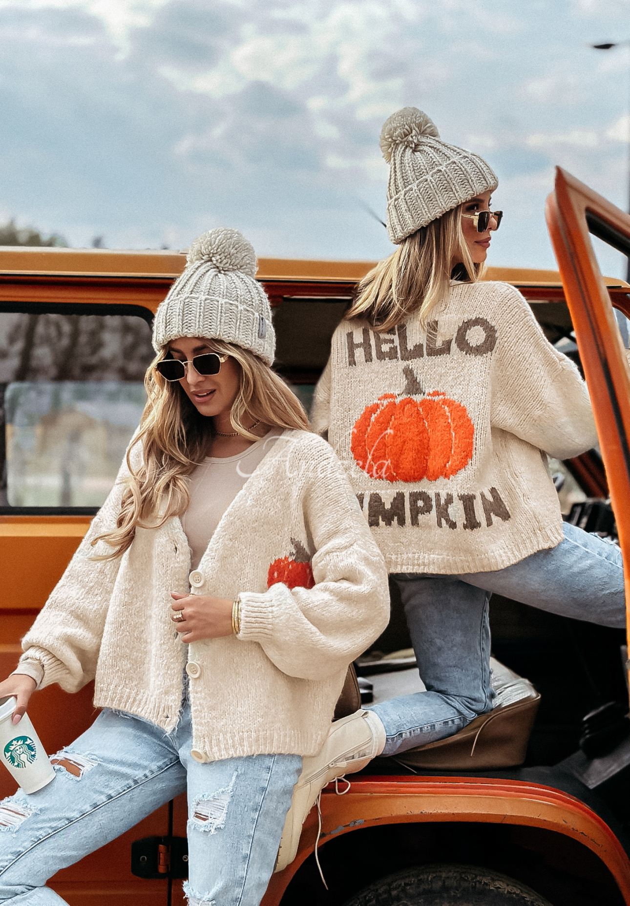 Cardigan Oversize Hello Pumpkin Beige