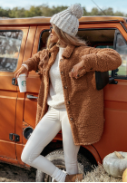 Kurze Jacke aus Lammfellimitat Absolutely Camel