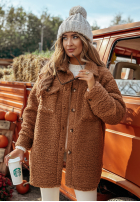 Kurze Jacke aus Lammfellimitat Absolutely Camel