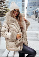 Pikowana Jacke z futerkiem Pine Wonderland Beige