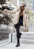 Pikowana Jacke z futerkiem Pine Wonderland Beige