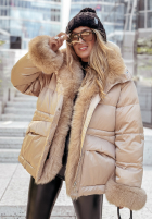 Pikowana Jacke z futerkiem Pine Wonderland Camel