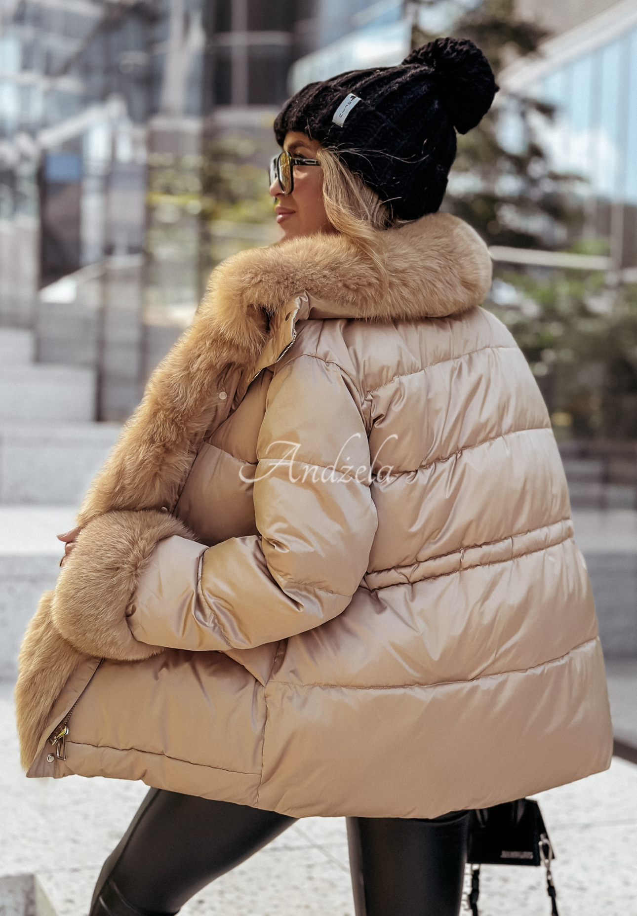 Steppjacke mit Fell Pine Wonderland Camel