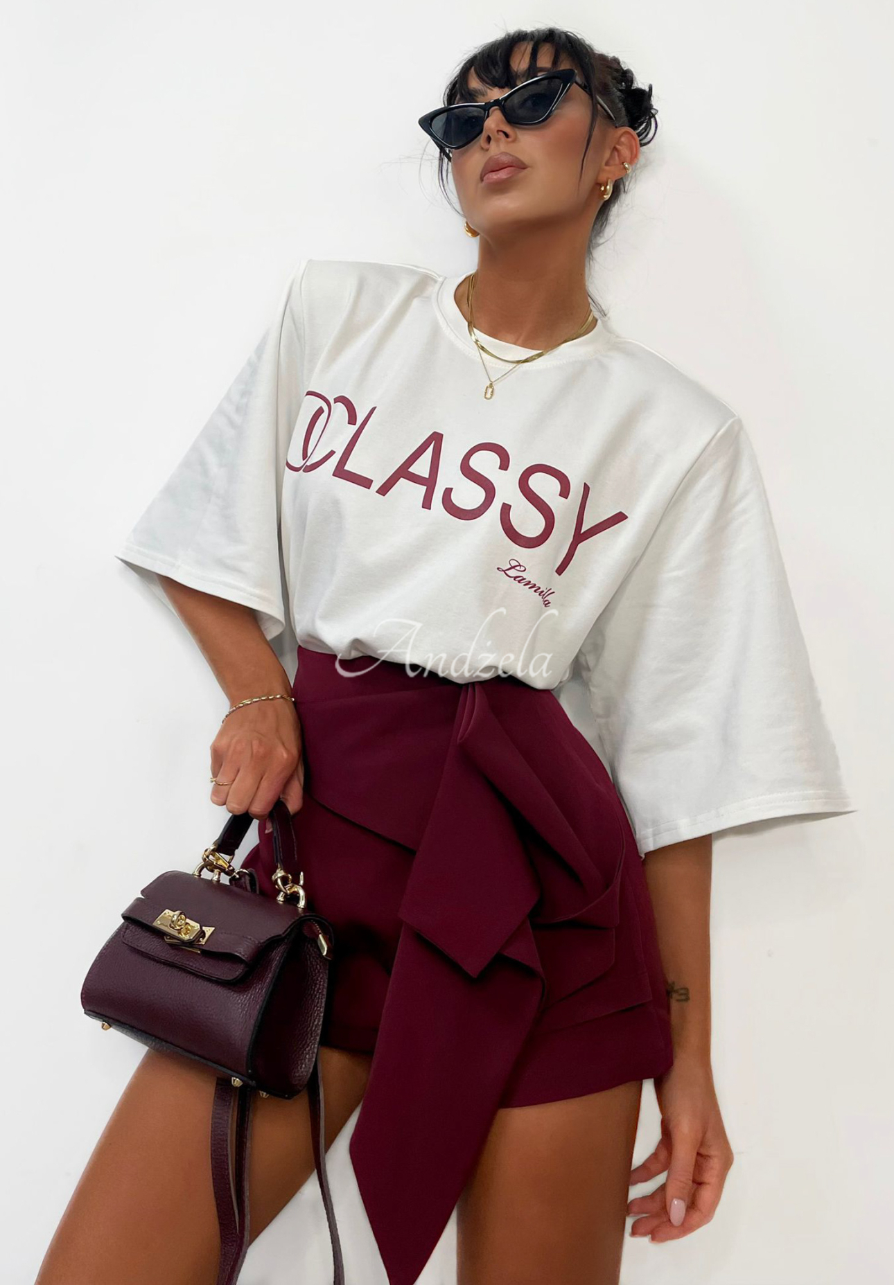 La Milla Minding Mine burgundy ruffle skirt-shorts