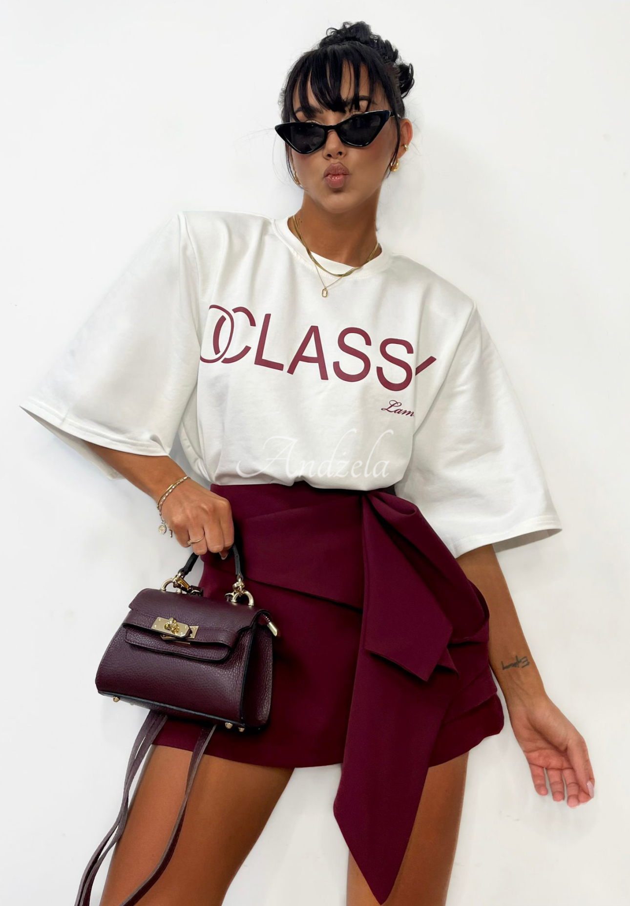 La Milla Minding Mine burgundy ruffle skirt-shorts