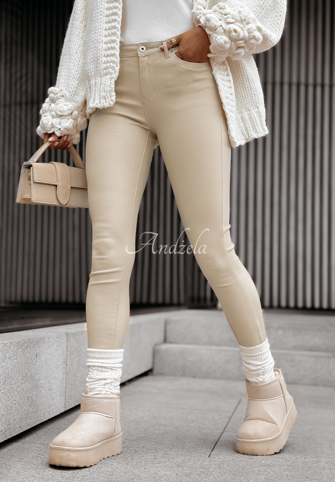 Gewachste Skinny-Hose Worth Going Beige