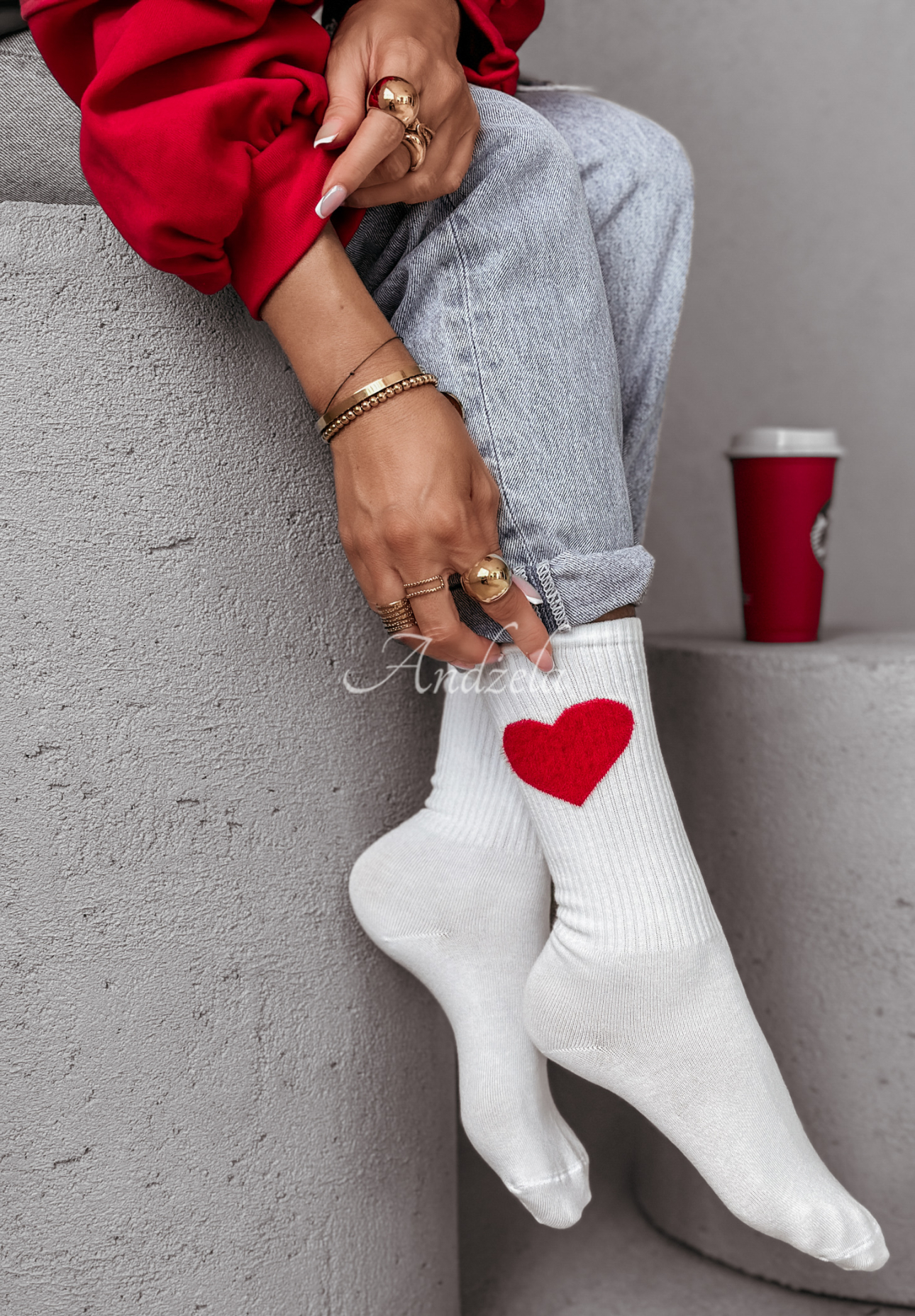 Socken mit Herz Lonely Heart Weiß