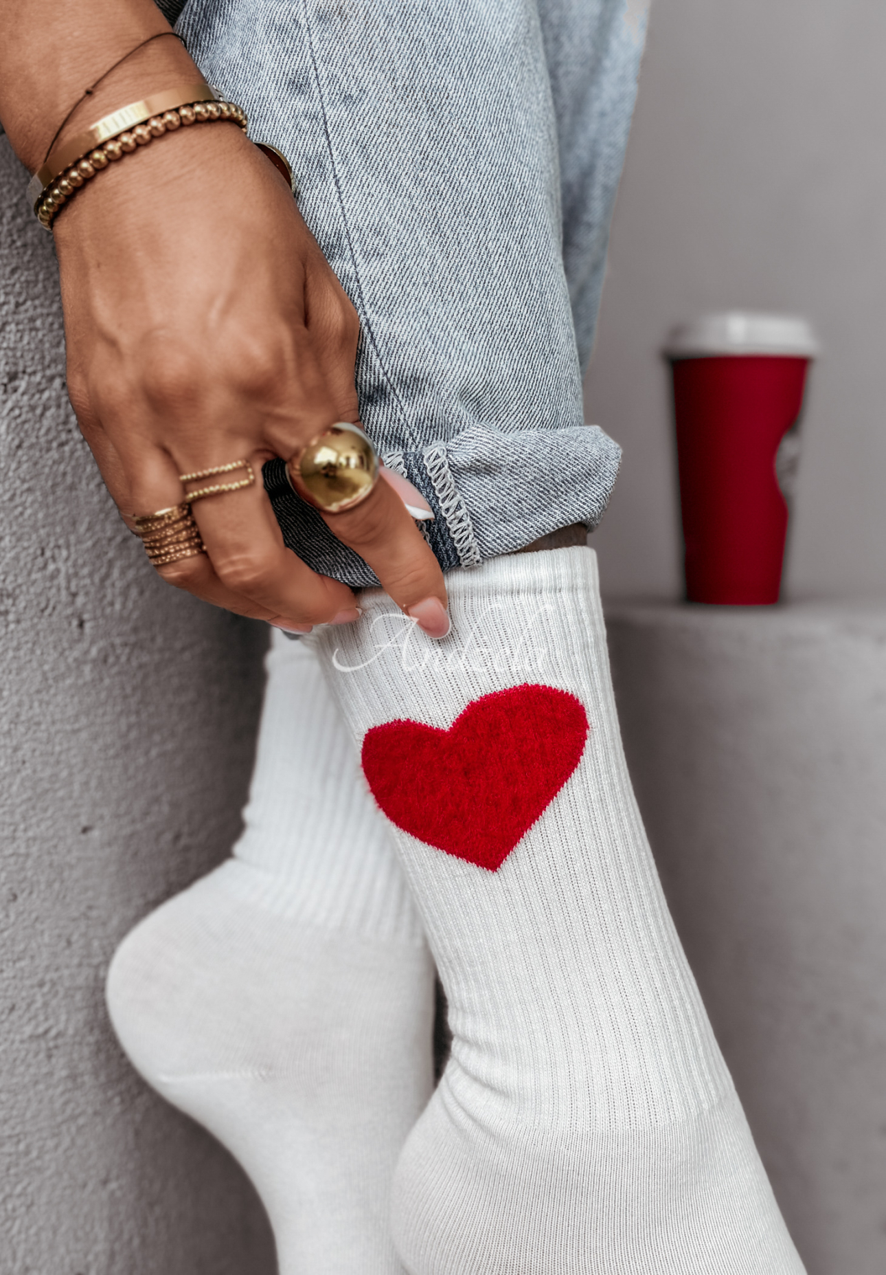 Socken mit Herz Lonely Heart Weiß