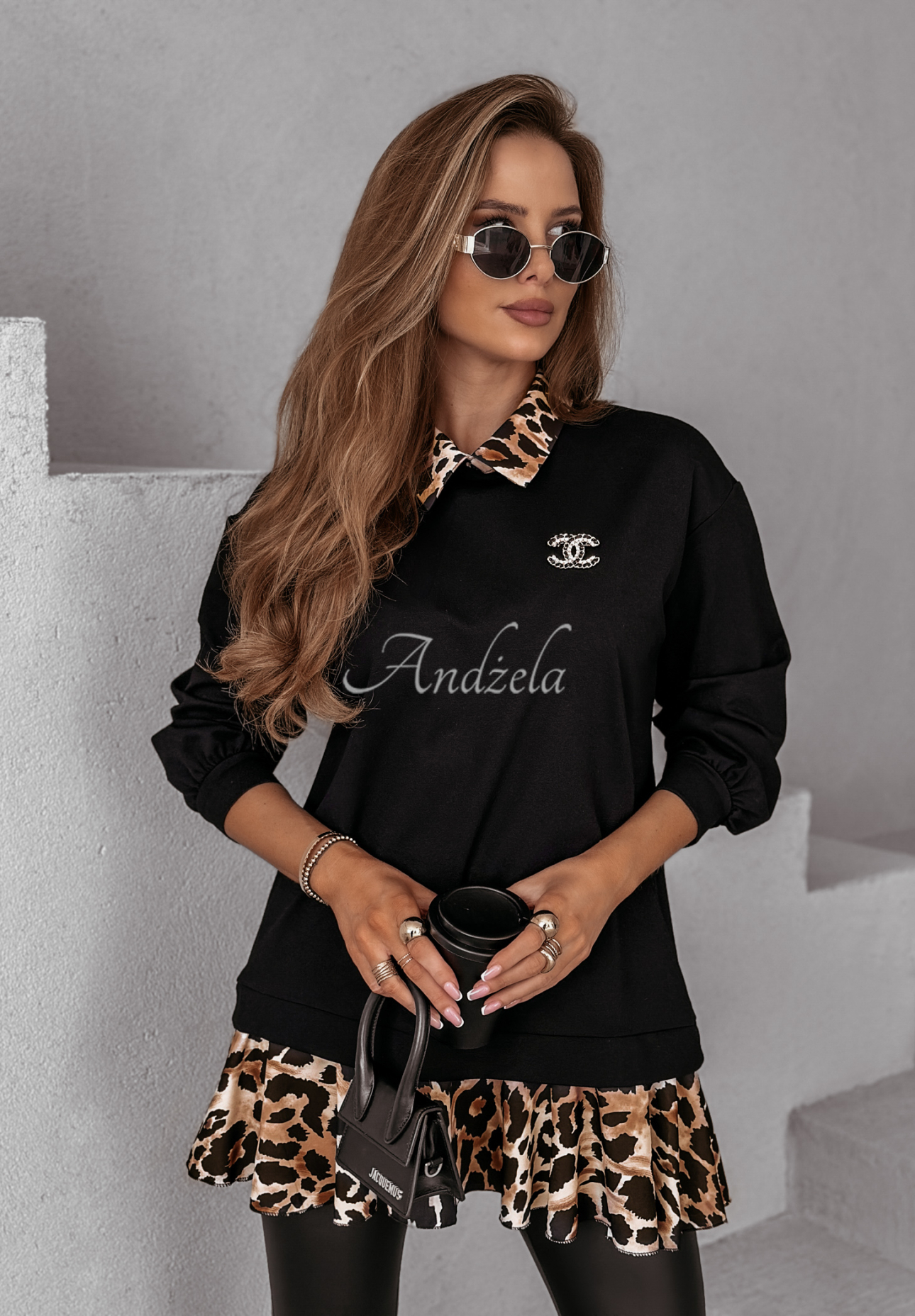 Sweatshirt mit Leopardenmuster Fast Break Schwarz