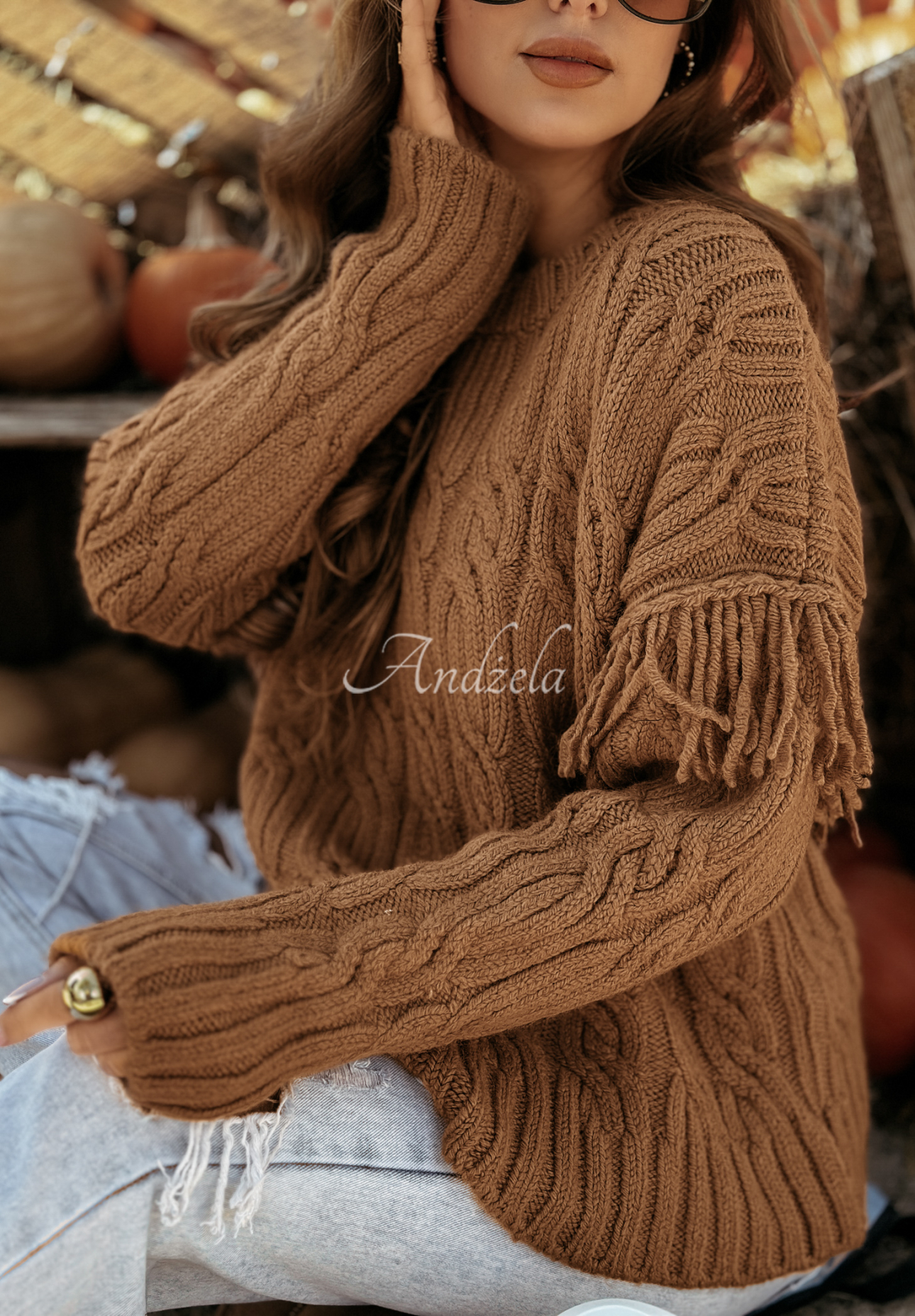 Pullover mit dekorativem Strickmuster Sweet Honey Camel