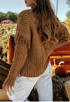 Ozdobnie pleciony Pullover Sweet Honey Camel