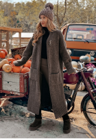 Lange oversized Strickjacke mit Taschen Marbelio Schokoladenbraun