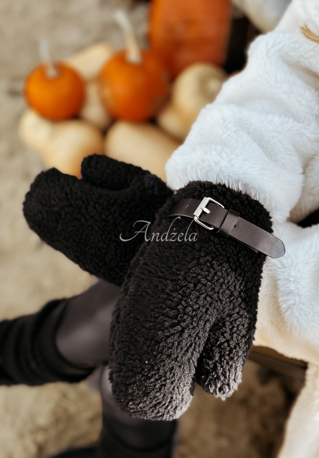 Handschuhe aus Schaffell Midnight Frost Schwarz