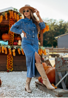 Jeans Kleid midi Aretha Blau